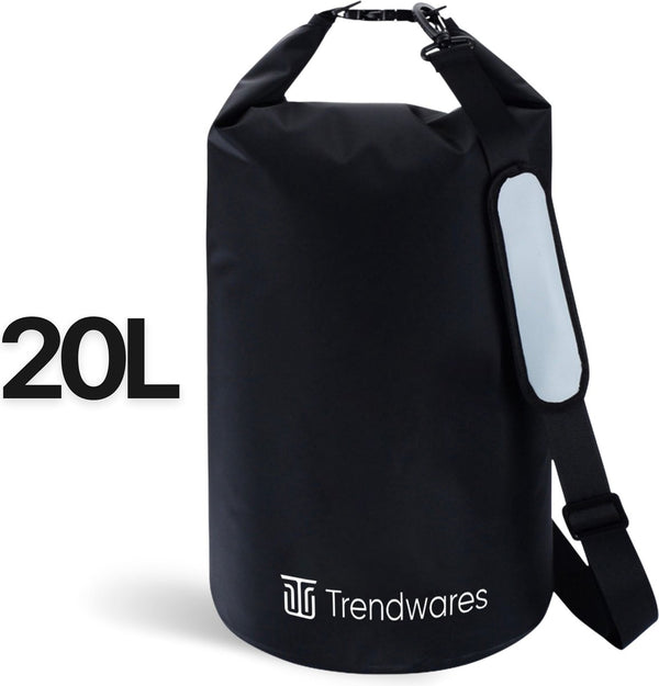 Drybag – Strandtas - Waterdichte tas – Droogtas – Rugtas - Survival outdoor tas – 20 liter - Zwart