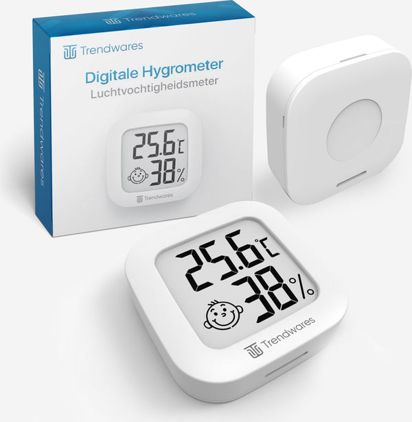 Hygrometer - Luchtvochtigheidsmeter voor Binnen - Thermometer - Digitaal - Hydrometer - Temperatuurmeter - Wit