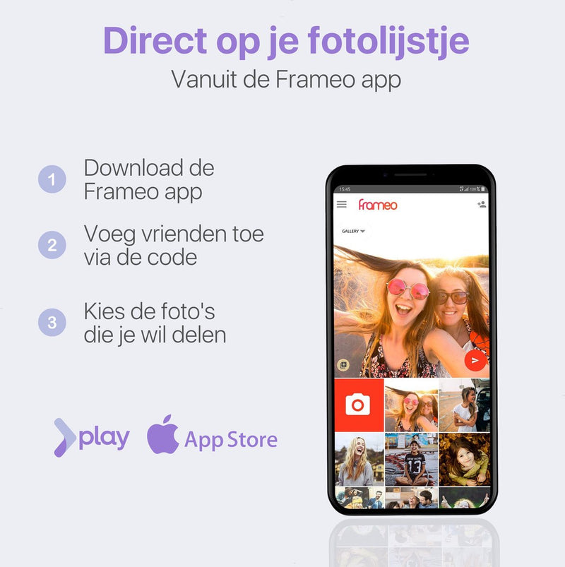 Digitale Fotolijst 10.1 inch met FRAMEO App - Touchscreen met Wi-Fi - Android & iOS - Zwart