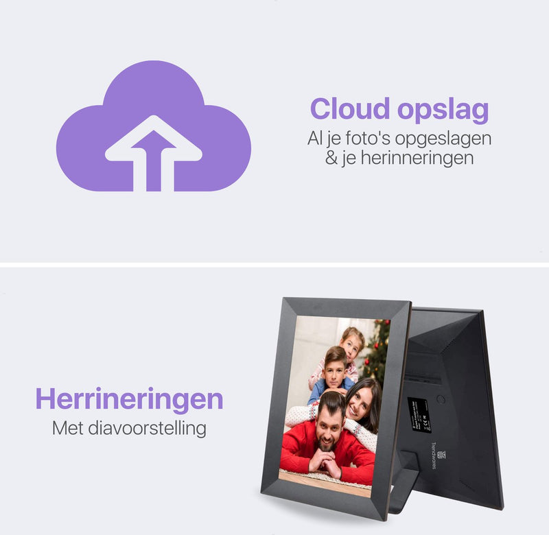 Digitale Fotolijst 10.1 inch met FRAMEO App - Touchscreen met Wi-Fi - Android & iOS - Zwart