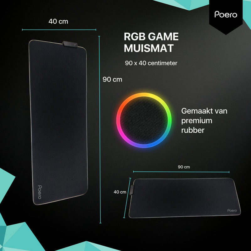 Muismat XXL - Muismat Gaming - Pro Muismat met LED Verlichting- Antislip - 80x30cm