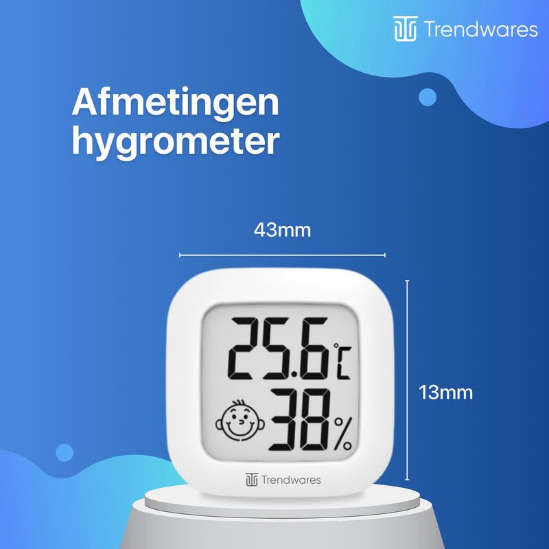 Hygrometer - Luchtvochtigheidsmeter voor Binnen - Thermometer - Digitaal - Hydrometer - Temperatuurmeter - Wit