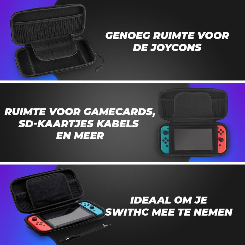 Nintendo Switch - Premium Opberghoes - Beschermhoes - Extra opbergvakken - Zwart